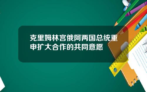 克里姆林宫俄阿两国总统重申扩大合作的共同意愿