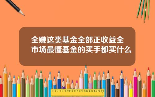 全赚这类基金全部正收益全市场最懂基金的买手都买什么