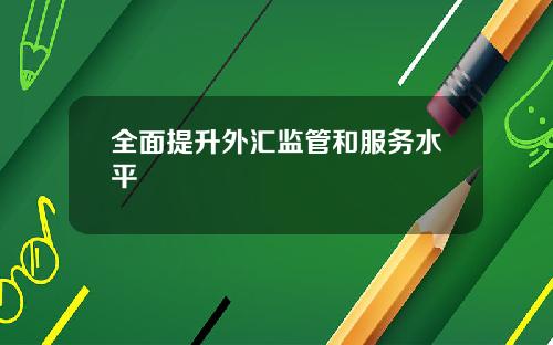 全面提升外汇监管和服务水平