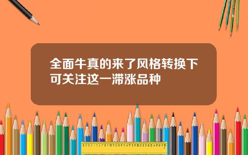 全面牛真的来了风格转换下可关注这一滞涨品种