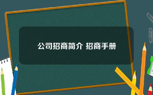 公司招商简介 招商手册