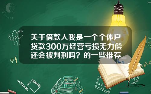 关于借款人我是一个个体户贷款300万经营亏损无力偿还会被判刑吗？的一些推荐_1