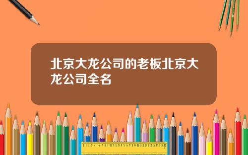 北京大龙公司的老板北京大龙公司全名