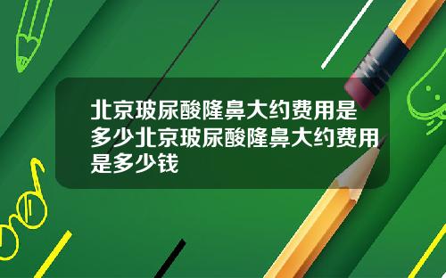 北京玻尿酸隆鼻大约费用是多少北京玻尿酸隆鼻大约费用是多少钱