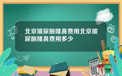 北京玻尿酸隆鼻费用北京玻尿酸隆鼻费用多少