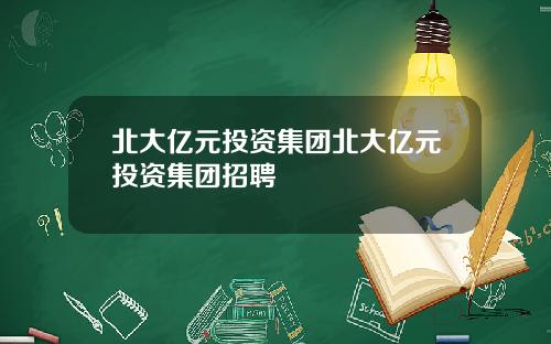 北大亿元投资集团北大亿元投资集团招聘