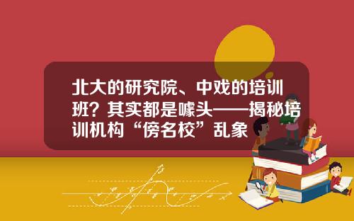 北大的研究院、中戏的培训班？其实都是噱头——揭秘培训机构“傍名校”乱象