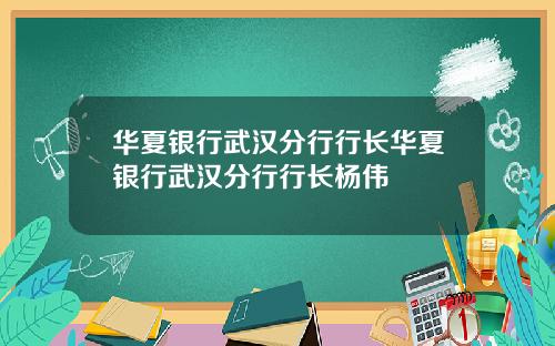 华夏银行武汉分行行长华夏银行武汉分行行长杨伟