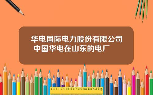 华电国际电力股份有限公司 中国华电在山东的电厂