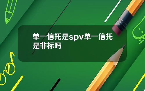 单一信托是spv单一信托是非标吗