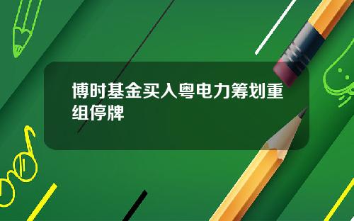 博时基金买入粤电力筹划重组停牌