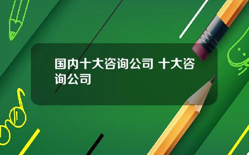 国内十大咨询公司 十大咨询公司