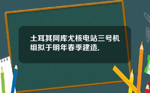 土耳其阿库尤核电站三号机组拟于明年春季建造.