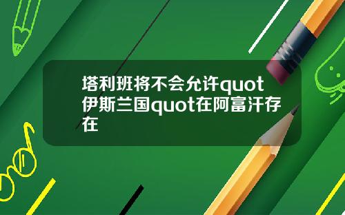 塔利班将不会允许quot伊斯兰国quot在阿富汗存在