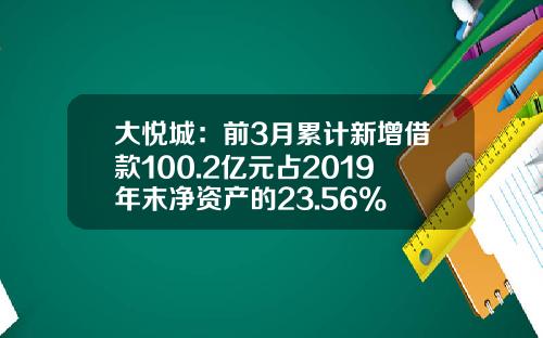 大悦城：前3月累计新增借款100.2亿元占2019年末净资产的23.56%