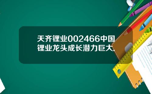 天齐锂业002466中国锂业龙头成长潜力巨大.