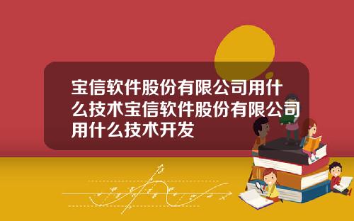宝信软件股份有限公司用什么技术宝信软件股份有限公司用什么技术开发
