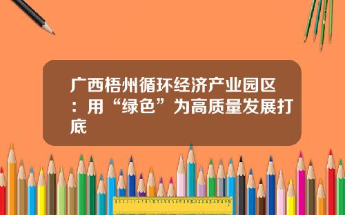 广西梧州循环经济产业园区：用“绿色”为高质量发展打底