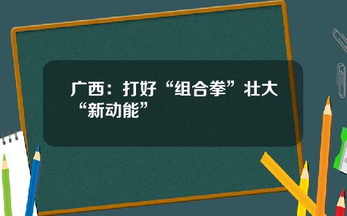 广西：打好“组合拳”壮大“新动能”