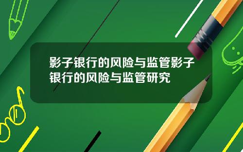 影子银行的风险与监管影子银行的风险与监管研究