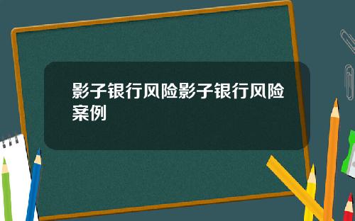 影子银行风险影子银行风险案例