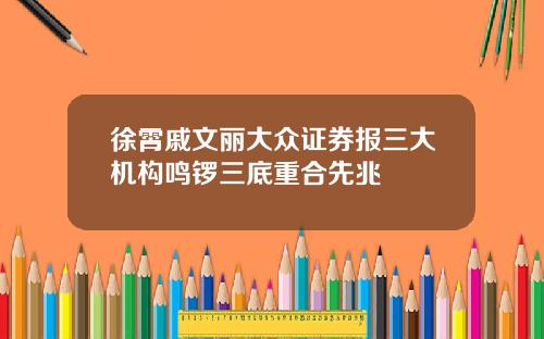 徐霄戚文丽大众证券报三大机构鸣锣三底重合先兆