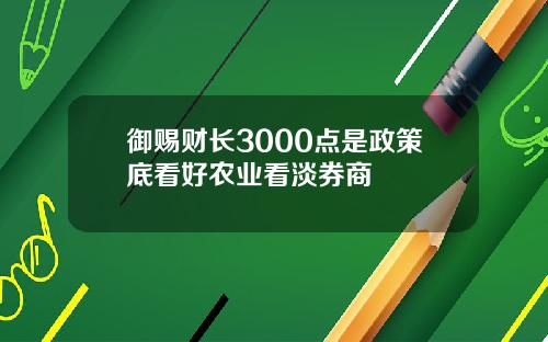御赐财长3000点是政策底看好农业看淡券商