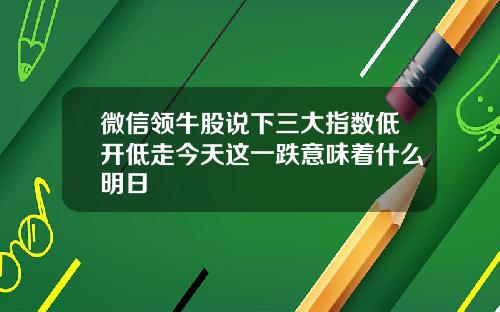 微信领牛股说下三大指数低开低走今天这一跌意味着什么明日