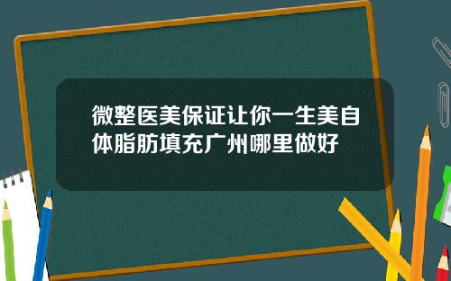 微整医美保证让你一生美自体脂肪填充广州哪里做好