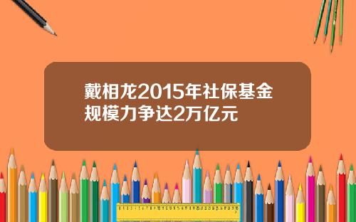 戴相龙2015年社保基金规模力争达2万亿元