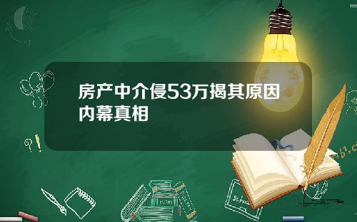 房产中介侵53万揭其原因内幕真相