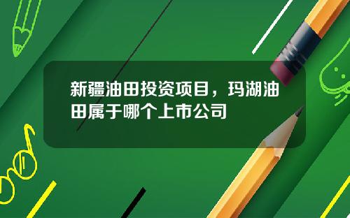 新疆油田投资项目，玛湖油田属于哪个上市公司