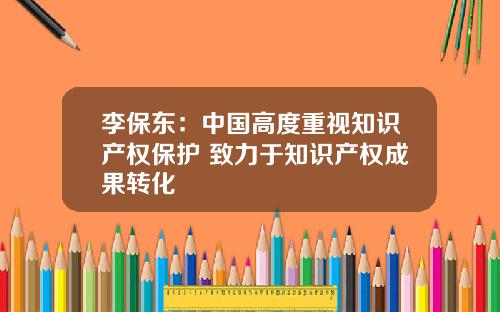 李保东：中国高度重视知识产权保护 致力于知识产权成果转化
