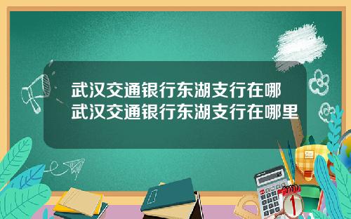武汉交通银行东湖支行在哪武汉交通银行东湖支行在哪里