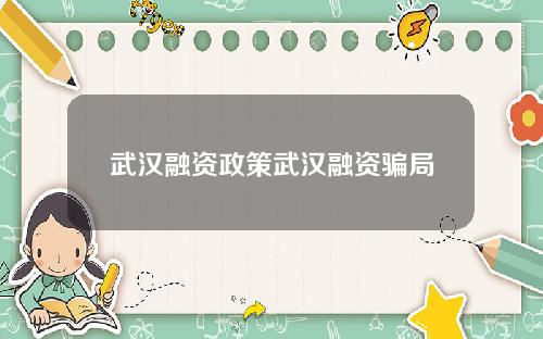 武汉融资政策武汉融资骗局
