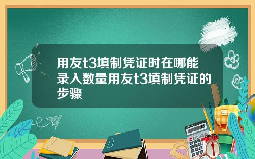 用友t3填制凭证时在哪能录入数量用友t3填制凭证的步骤