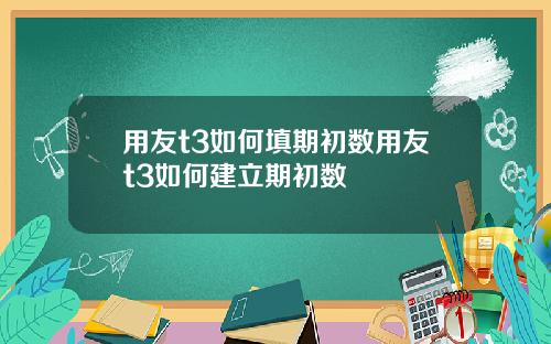 用友t3如何填期初数用友t3如何建立期初数