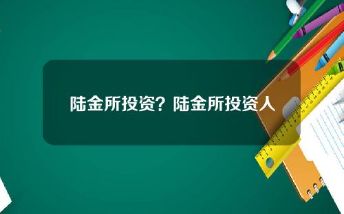 陆金所投资？陆金所投资人