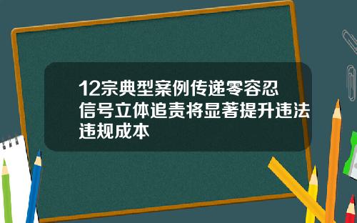 12宗典型案例传递零容忍信号立体追责将显著提升违法违规成本