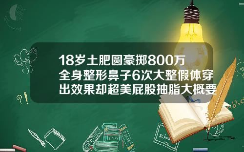 18岁土肥圆豪掷800万全身整形鼻子6次大整假体穿出效果却超美屁股抽脂大概要多少钱