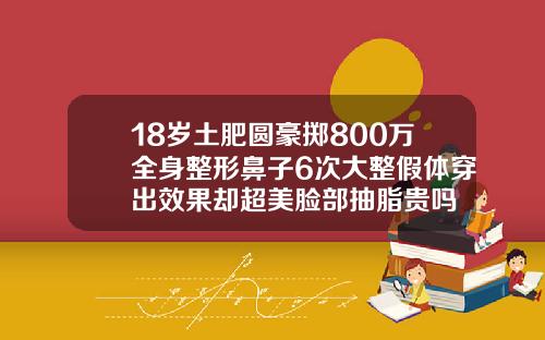 18岁土肥圆豪掷800万全身整形鼻子6次大整假体穿出效果却超美脸部抽脂贵吗