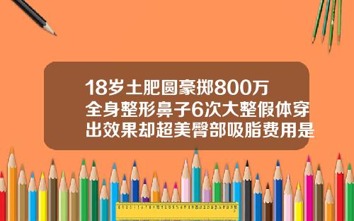 18岁土肥圆豪掷800万全身整形鼻子6次大整假体穿出效果却超美臀部吸脂费用是多少