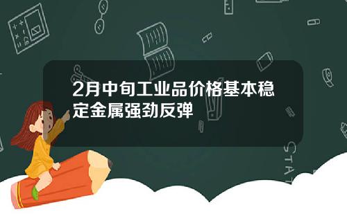 2月中旬工业品价格基本稳定金属强劲反弹