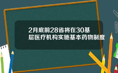 2月底前28省将在30基层医疗机构实施基本药物制度