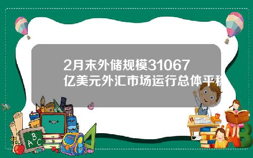 2月末外储规模31067亿美元外汇市场运行总体平稳