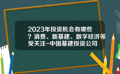 2023年投资机会有哪些？消费、新基建、数字经济等受关注-中国基建投资公司