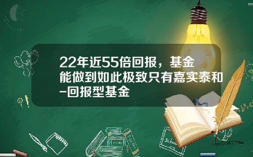 22年近55倍回报，基金能做到如此极致只有嘉实泰和-回报型基金
