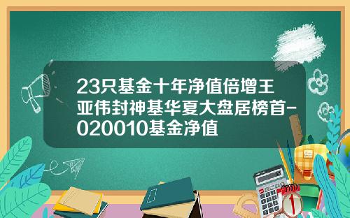 23只基金十年净值倍增王亚伟封神基华夏大盘居榜首-020010基金净值