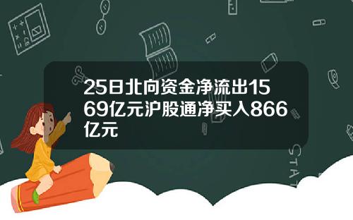 25日北向资金净流出1569亿元沪股通净买入866亿元