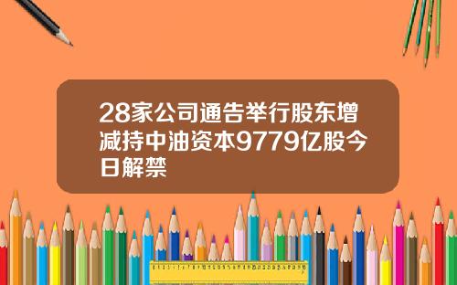 28家公司通告举行股东增减持中油资本9779亿股今日解禁